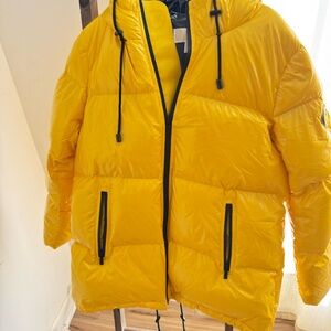 Michael Kors Bright Yellow Hooded Puffer Jacket